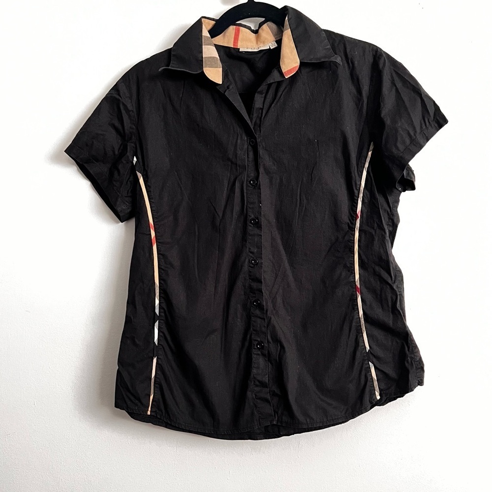 BURBERRY Brit Plaid button down collared short sleeve shirt